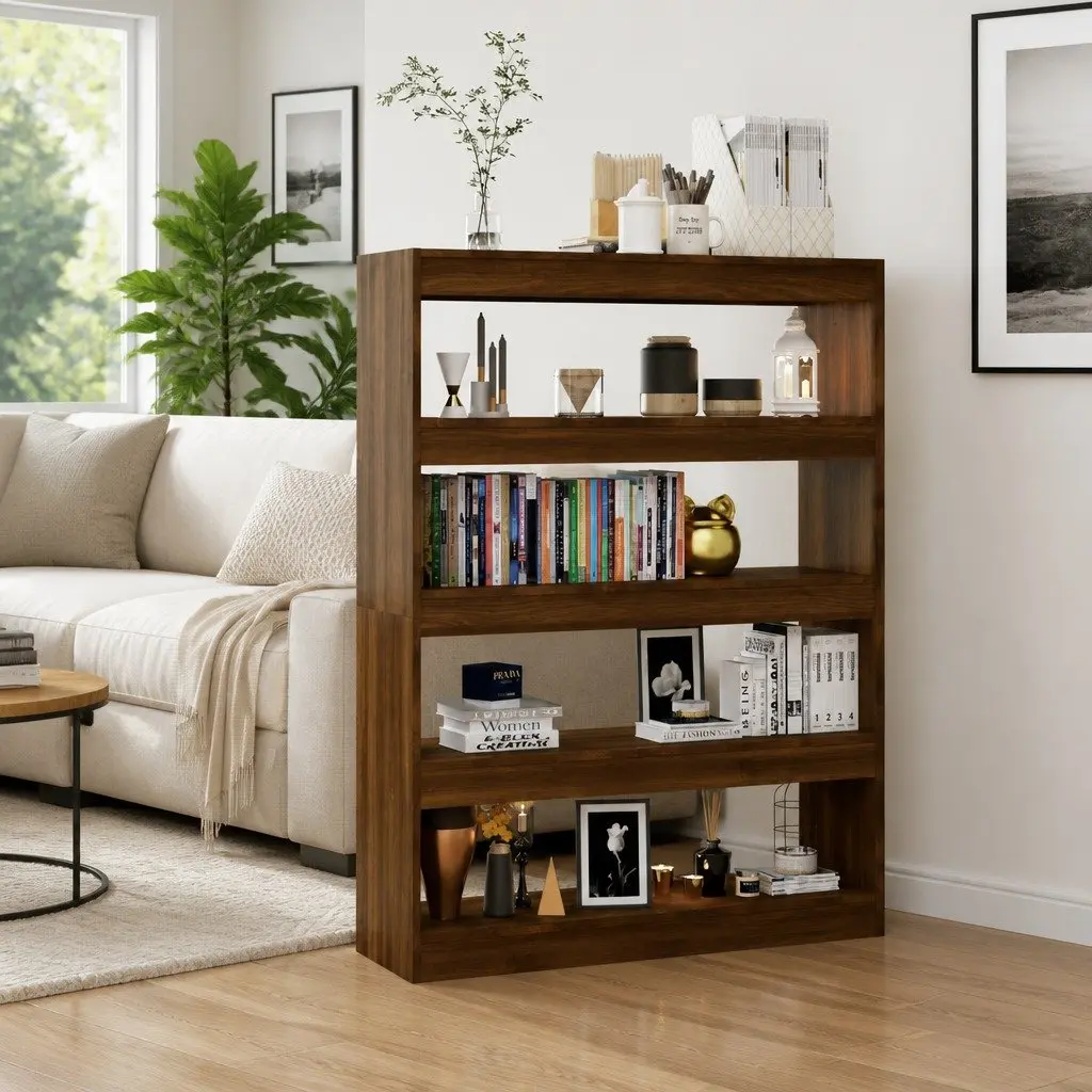 Brown Oak Book Cabinet with Ample Storage