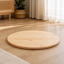 Practical Round Solid Pine Wood Table Top Ø70cm in Brown