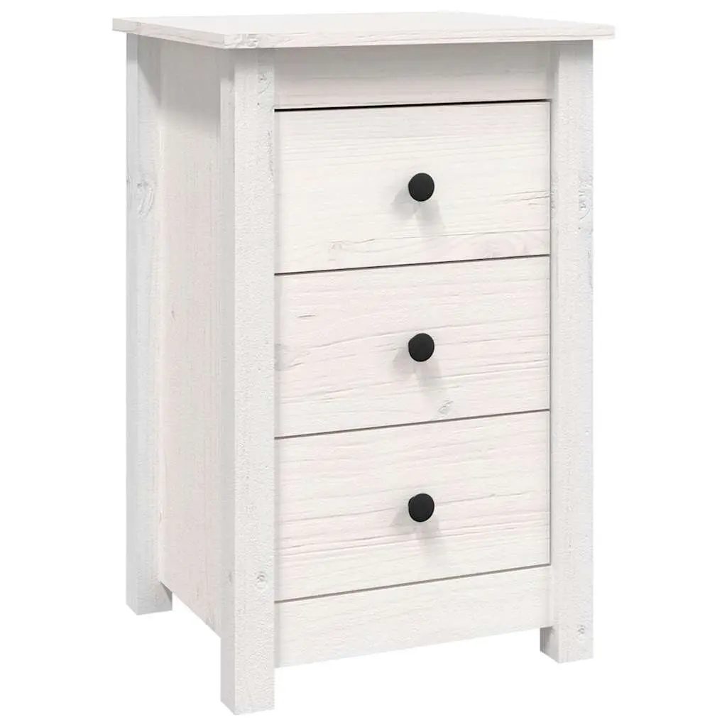 Bedside Cabinets 2 pcs White 40x35x61.5 cm Solid Pine Wood Storage Drawers