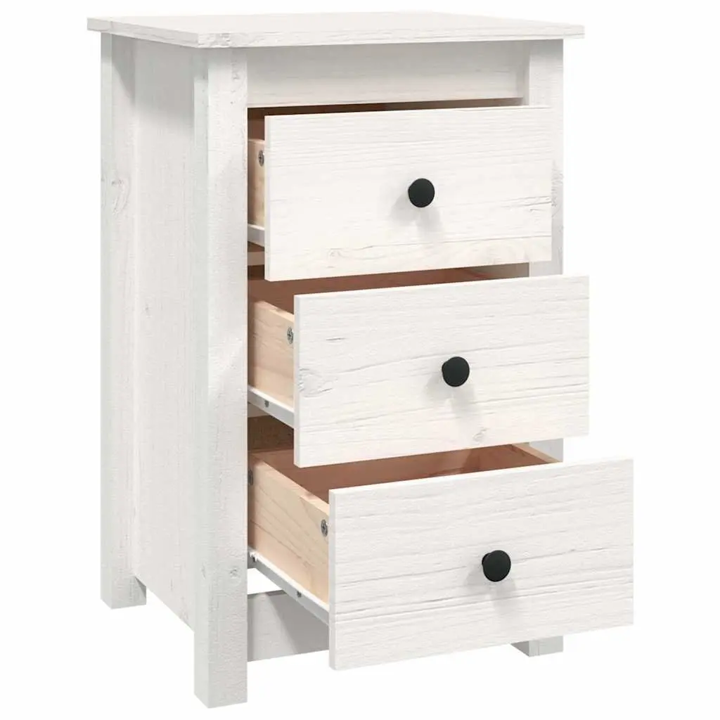 Bedside Cabinets 2 pcs White 40x35x61.5 cm Solid Pine Wood Storage Drawers