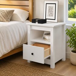 Warm White Nightstand with Drawer for Everyday Needs