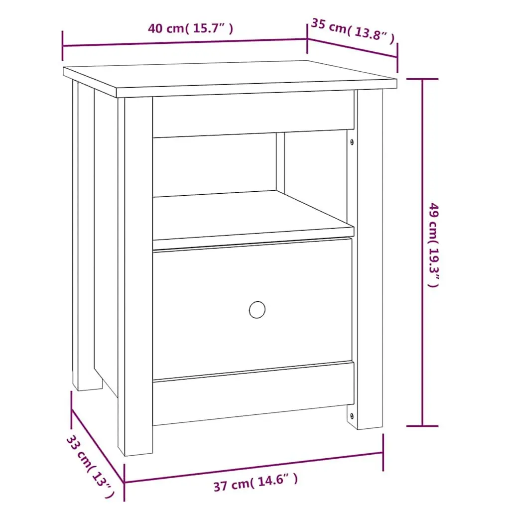 Bedside Cabinets 2 pcs Black 40x35x49 cm Solid Wood Pine Nightstand Drawer