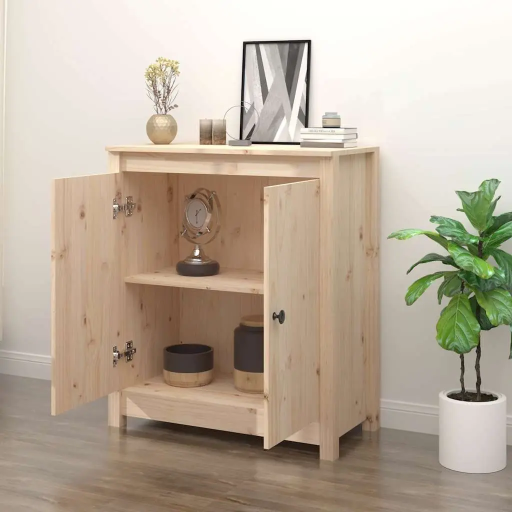 Solid Wood Sideboard Storage Cabinet Brown Living Room Furniture 70 x 35 x 80 cm