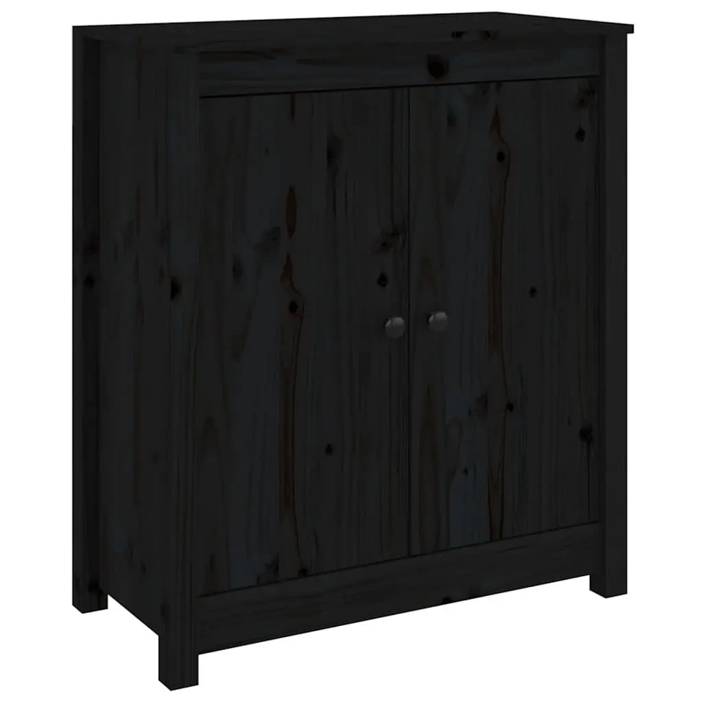 Sideboard Storage Cabinet Solid Pine 70W x 35D x 80H cm Black