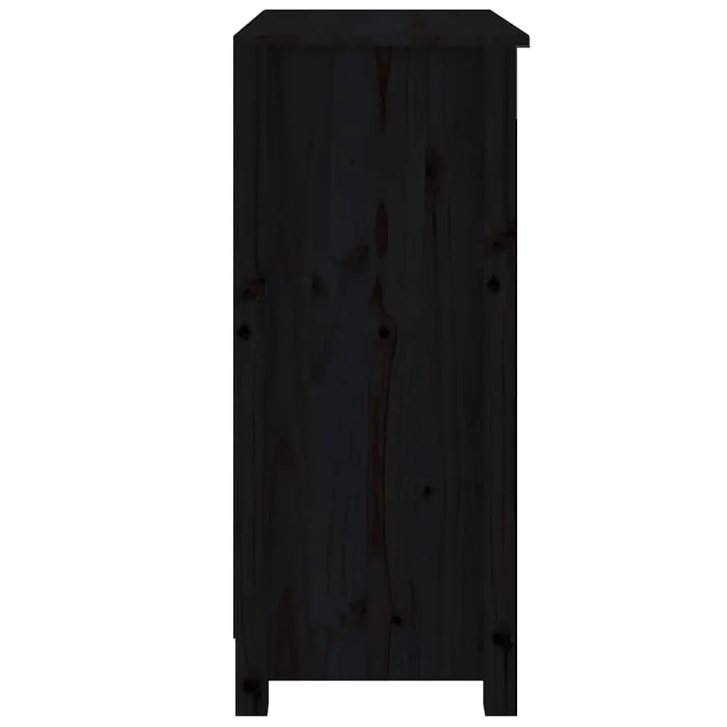 Sideboard Storage Cabinet Solid Pine 70W x 35D x 80H cm Black