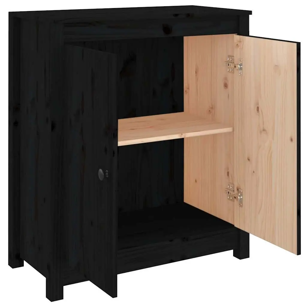 Sideboard Storage Cabinet Solid Pine 70W x 35D x 80H cm Black