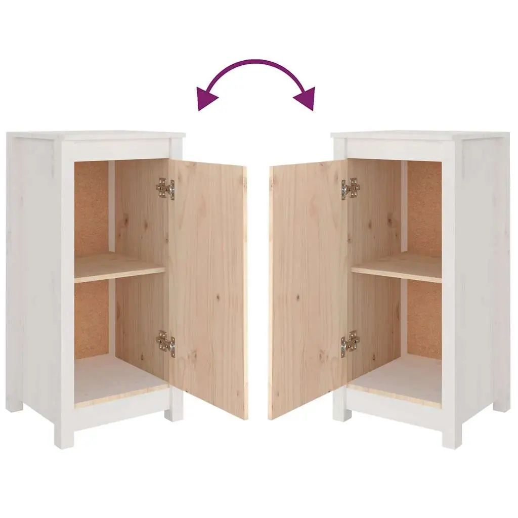 Sideboards 2 pcs White Solid Wood Pine Storage Cabinet Furniture Living Room