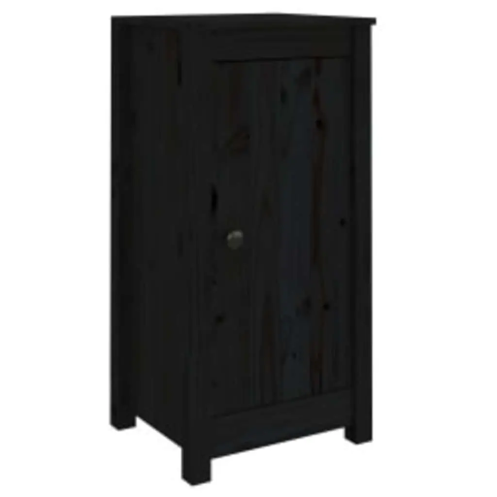 Sideboards Storage Cabinet 2 pcs Black Solid Wood Living Room Furniture
