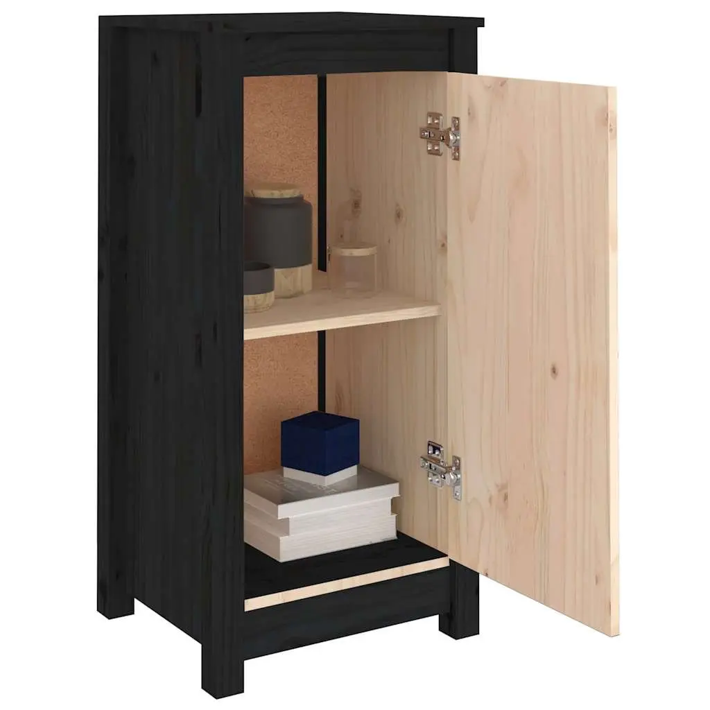 Sideboards Storage Cabinet 2 pcs Black Solid Wood Living Room Furniture