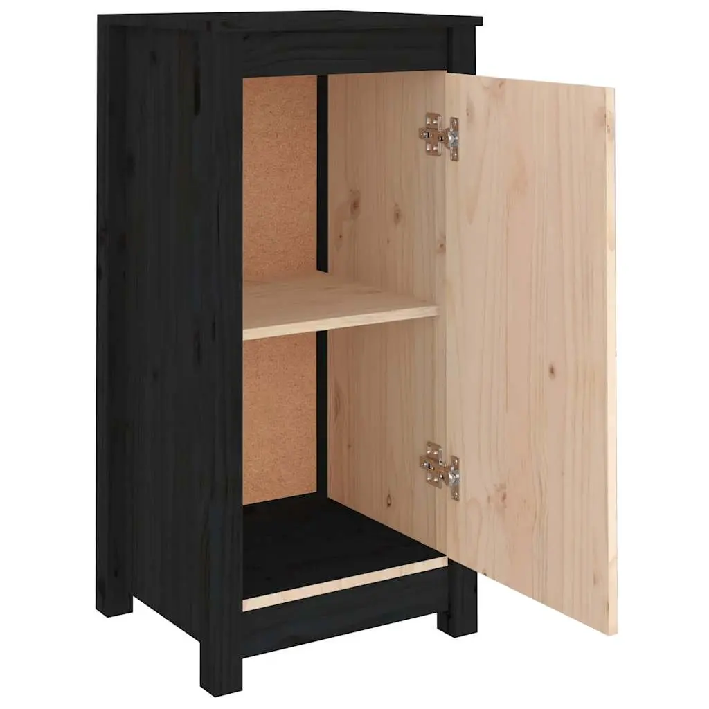 Sideboards Storage Cabinet 2 pcs Black Solid Wood Living Room Furniture