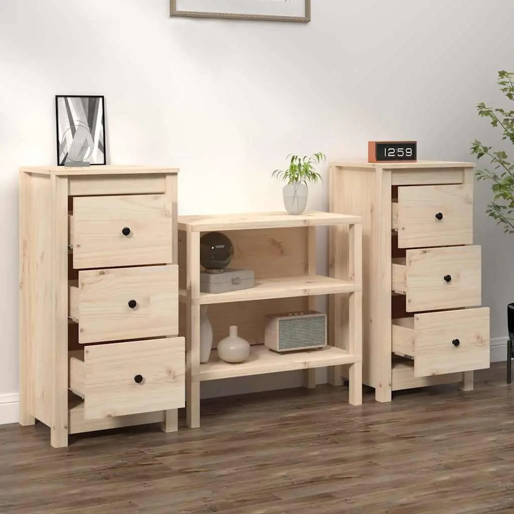 Solid Pine Sideboard Cabinet 40x35x80 cm in Brown