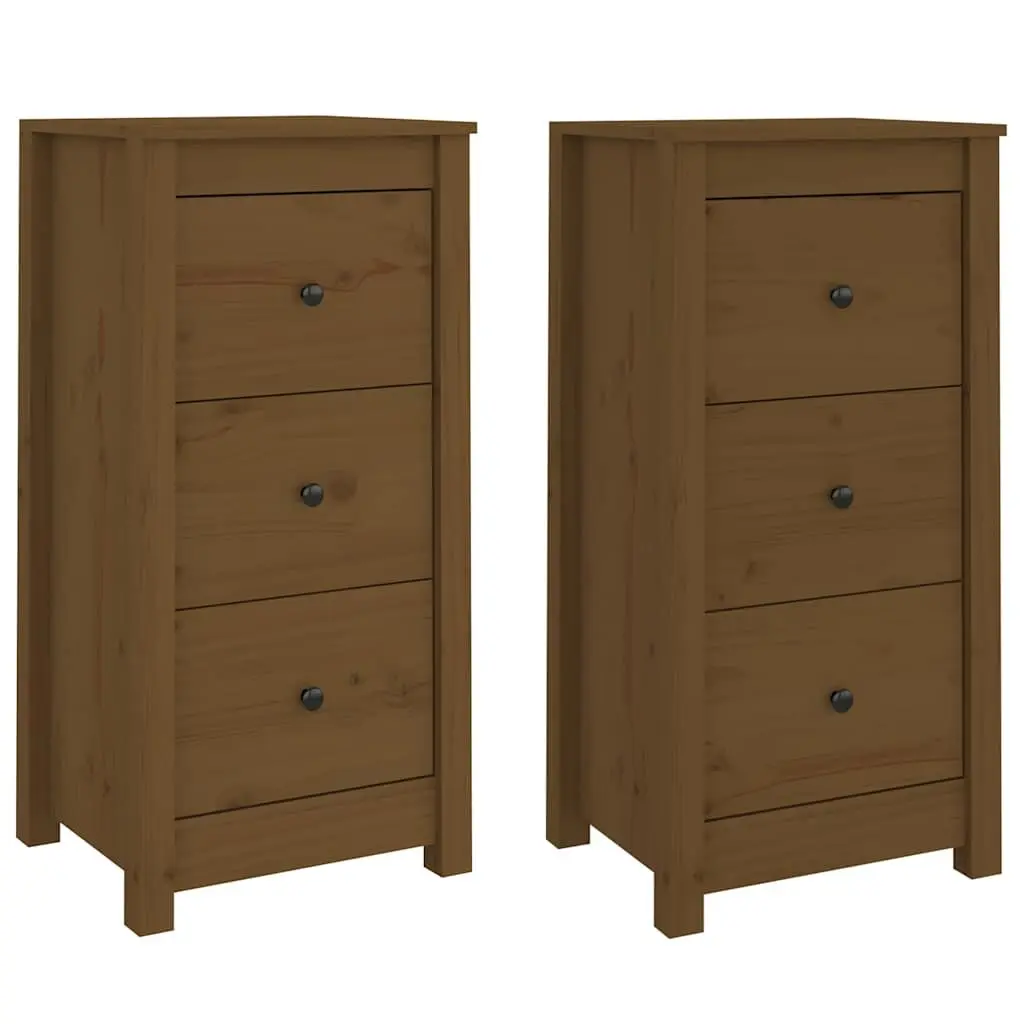 Sideboard Cabinet Storage Solid Pine Wood 40x35x80 cm Brown 2 Piece
