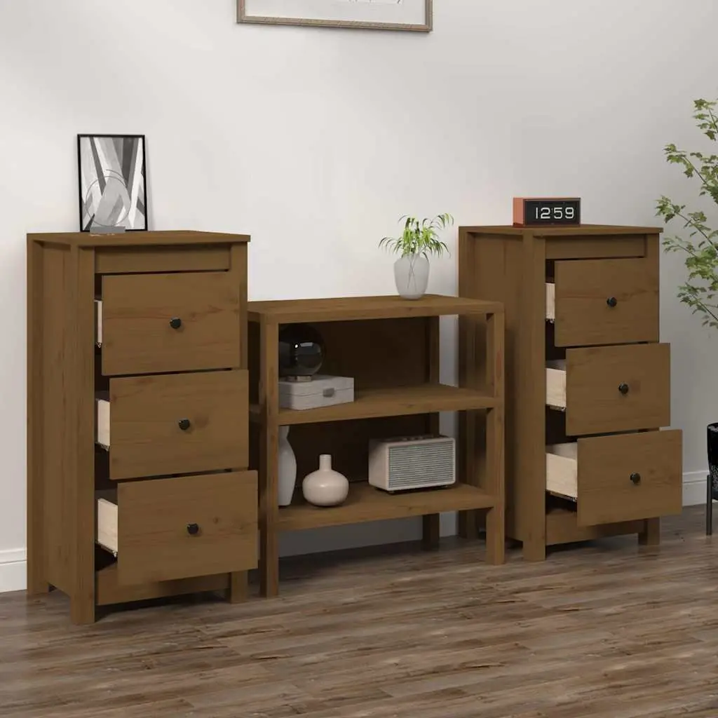 Sideboard Cabinet Storage Solid Pine Wood 40x35x80 cm Brown 2 Piece