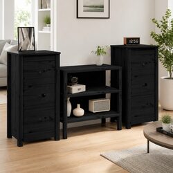 Reliable Black Pine Sideboard for Home Organization