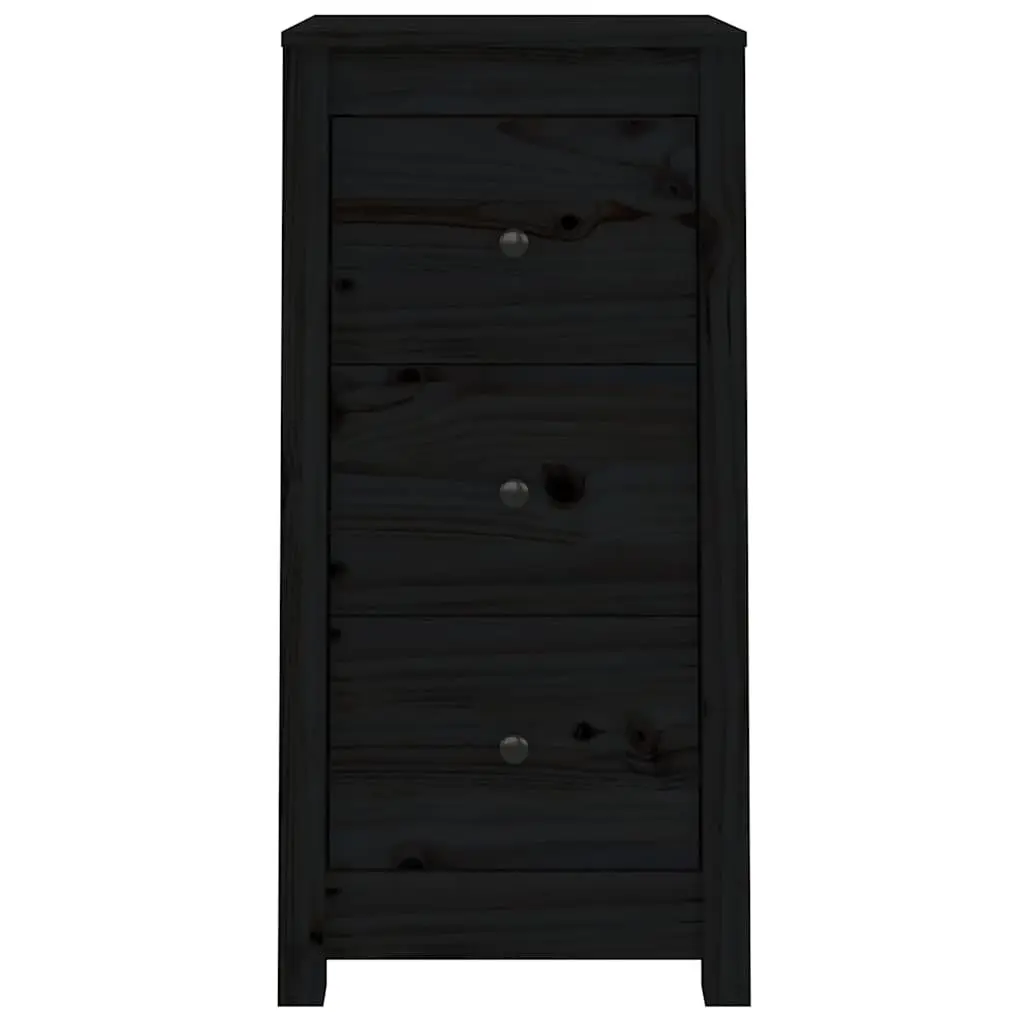 Solid Wood Pine Sideboard Storage Cabinet 40x35x80cm Black