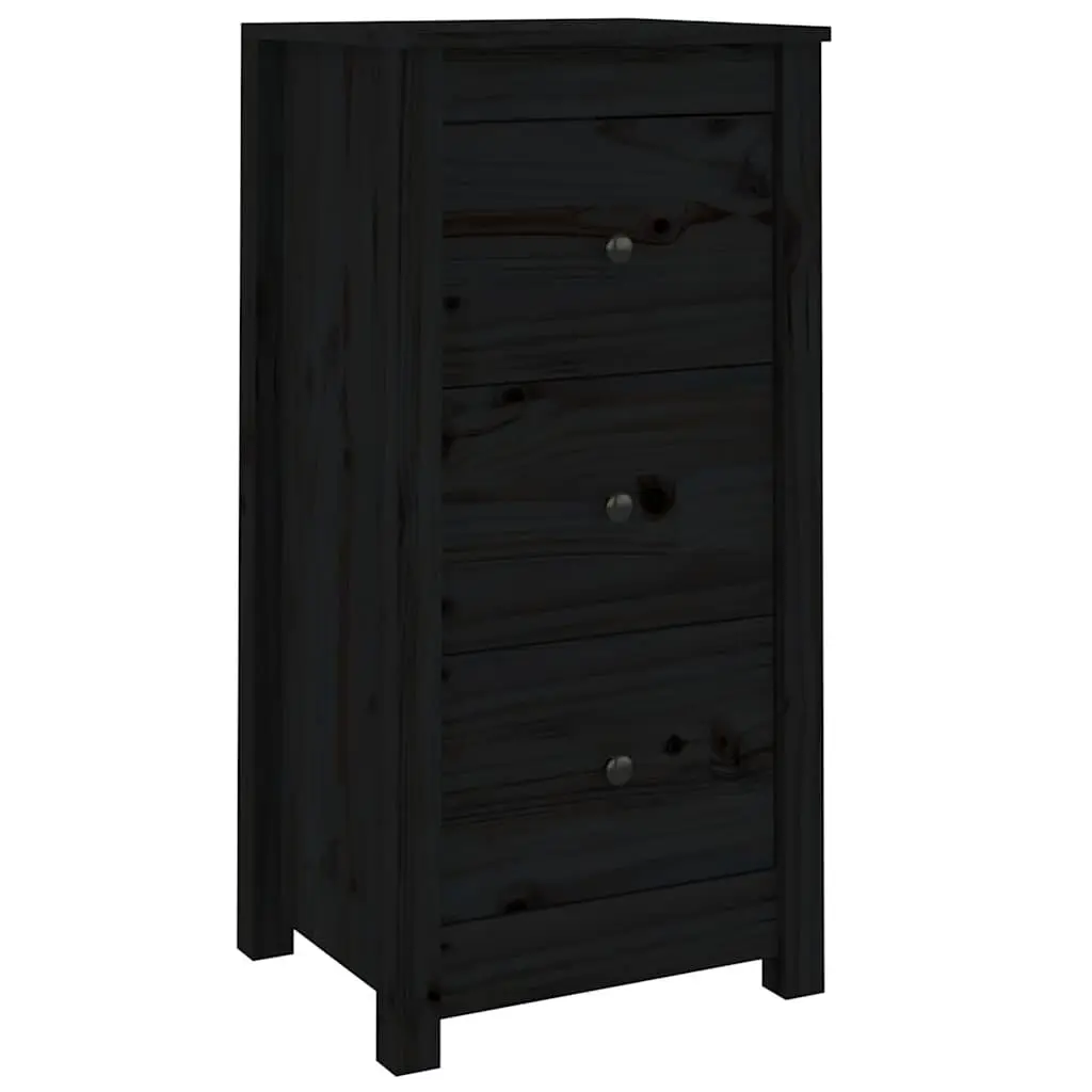 Solid Wood Pine Sideboard Storage Cabinet 40x35x80cm Black