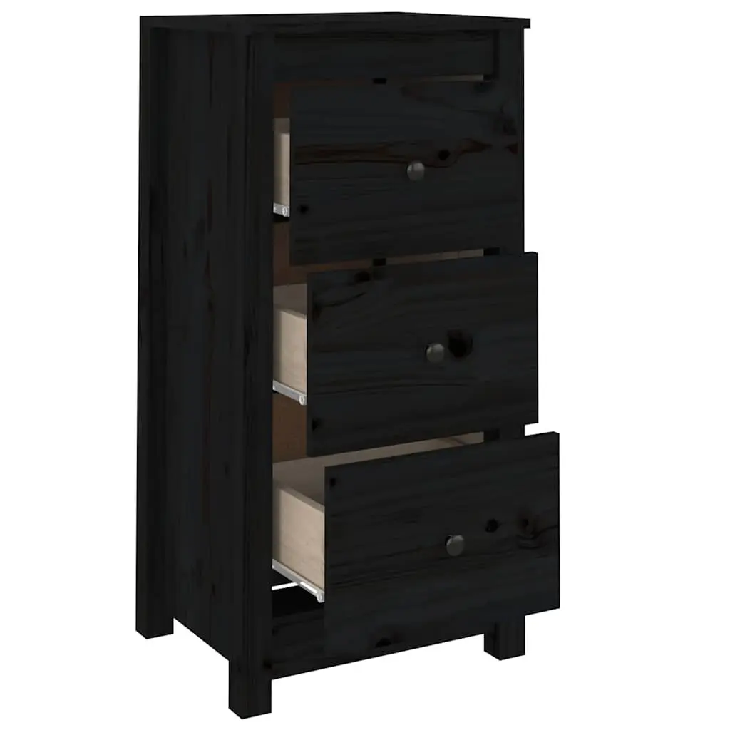 Solid Wood Pine Sideboard Storage Cabinet 40x35x80cm Black