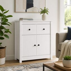 Reliable White Wooden Sideboard with Ample Storage