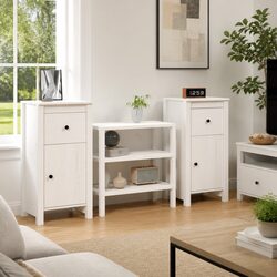 Sideboards 2 pcs White 40x35x80 cm Solid Wood Pine Storage Cabinet Furniture
