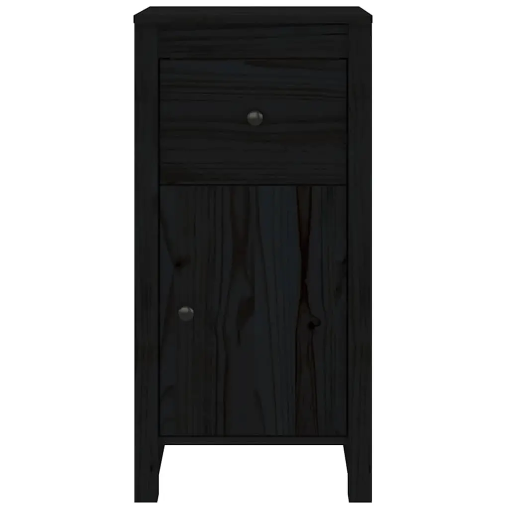 Sideboards Solid Wood Pine Storage Cabinet 40cm W x 35cm D x 80cm H Black Set of 2