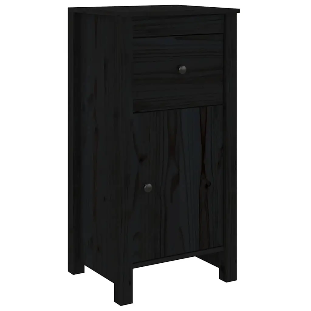 Sideboards Solid Wood Pine Storage Cabinet 40cm W x 35cm D x 80cm H Black Set of 2