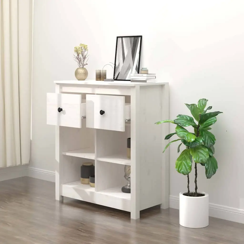 Sideboard Storage Cabinet 70x35x80 cm 2 Drawers 4 Compartments White