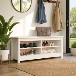 Versatile Shoe Bench in White – Solid Pine Wood