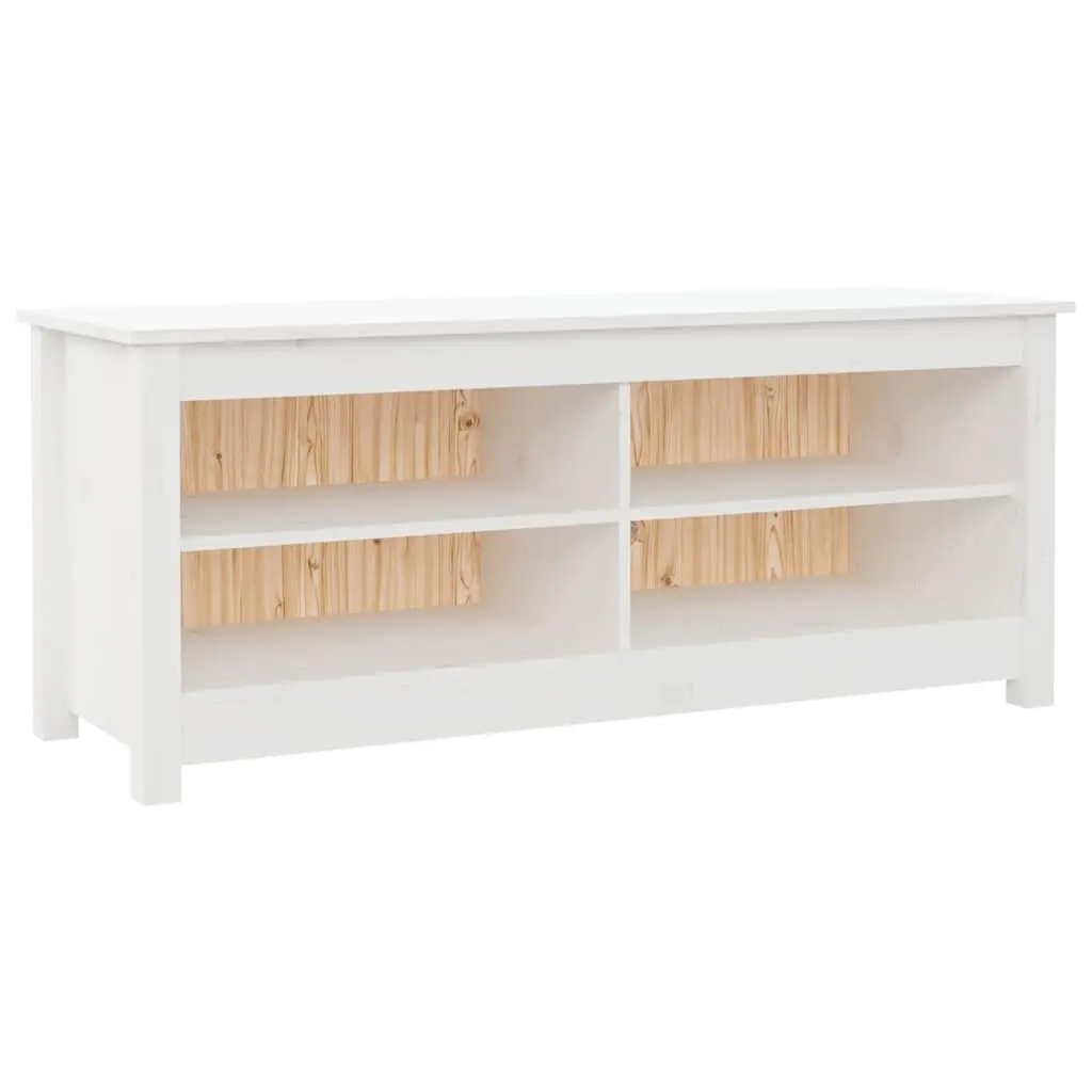 Shoe Bench White 110x38x45.5 cm Solid Pine Wood Storage Cabinet with Seating Top