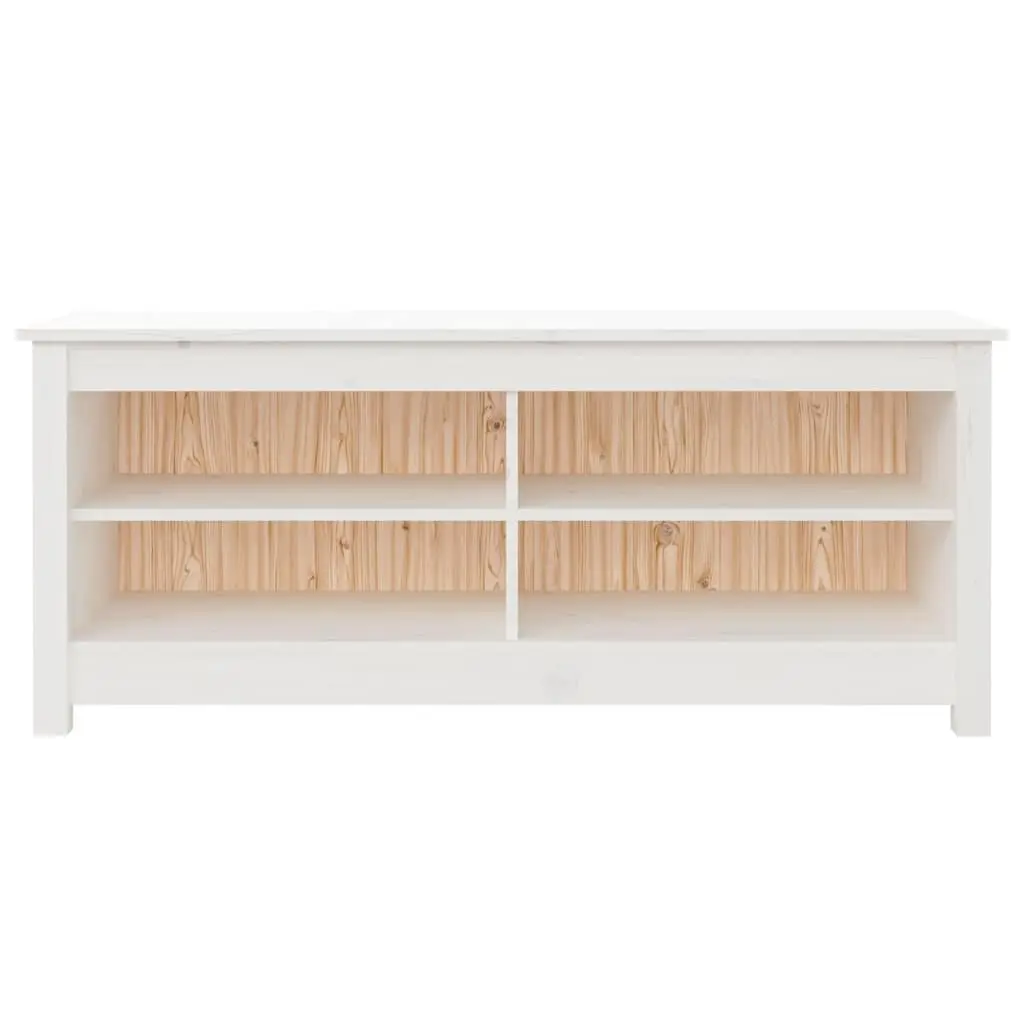 Shoe Bench White 110x38x45.5 cm Solid Pine Wood Storage Cabinet with Seating Top