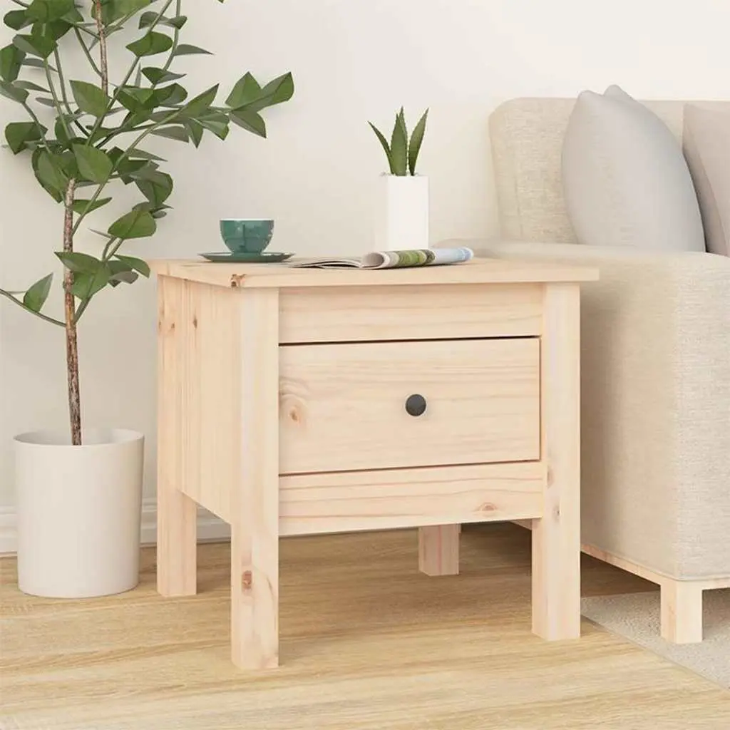 Side Tables 2 pcs 40x40x39 cm Solid Wood Pine End Tables with Drawer Brown