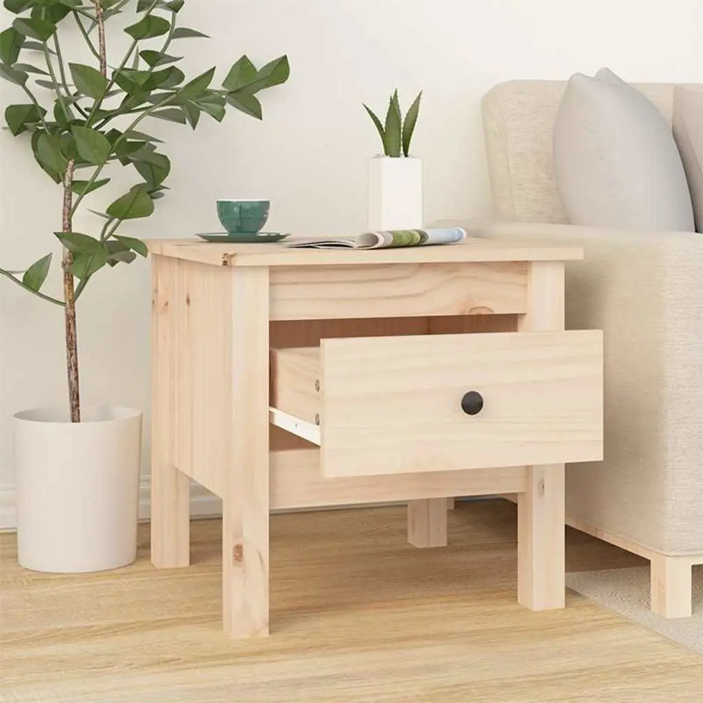 Side Tables 2 pcs 40x40x39 cm Solid Wood Pine End Tables with Drawer Brown