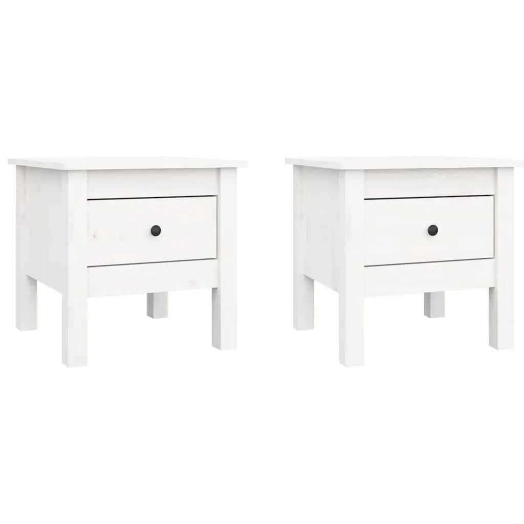 Side Tables 2 pcs White 40x40x39 cm Solid Wood Pine End Table Living Room