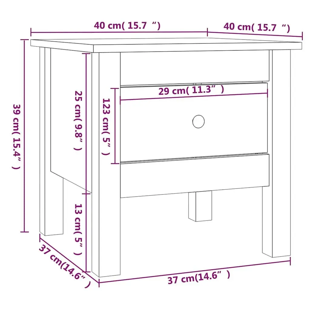 Side Tables 2 pcs White 40x40x39 cm Solid Wood Pine End Table Living Room