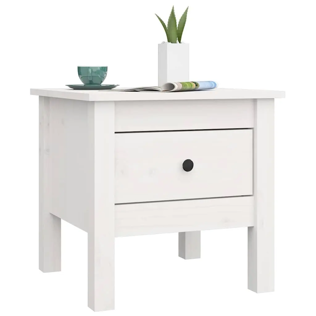 Side Tables 2 pcs White 40x40x39 cm Solid Wood Pine End Table Living Room