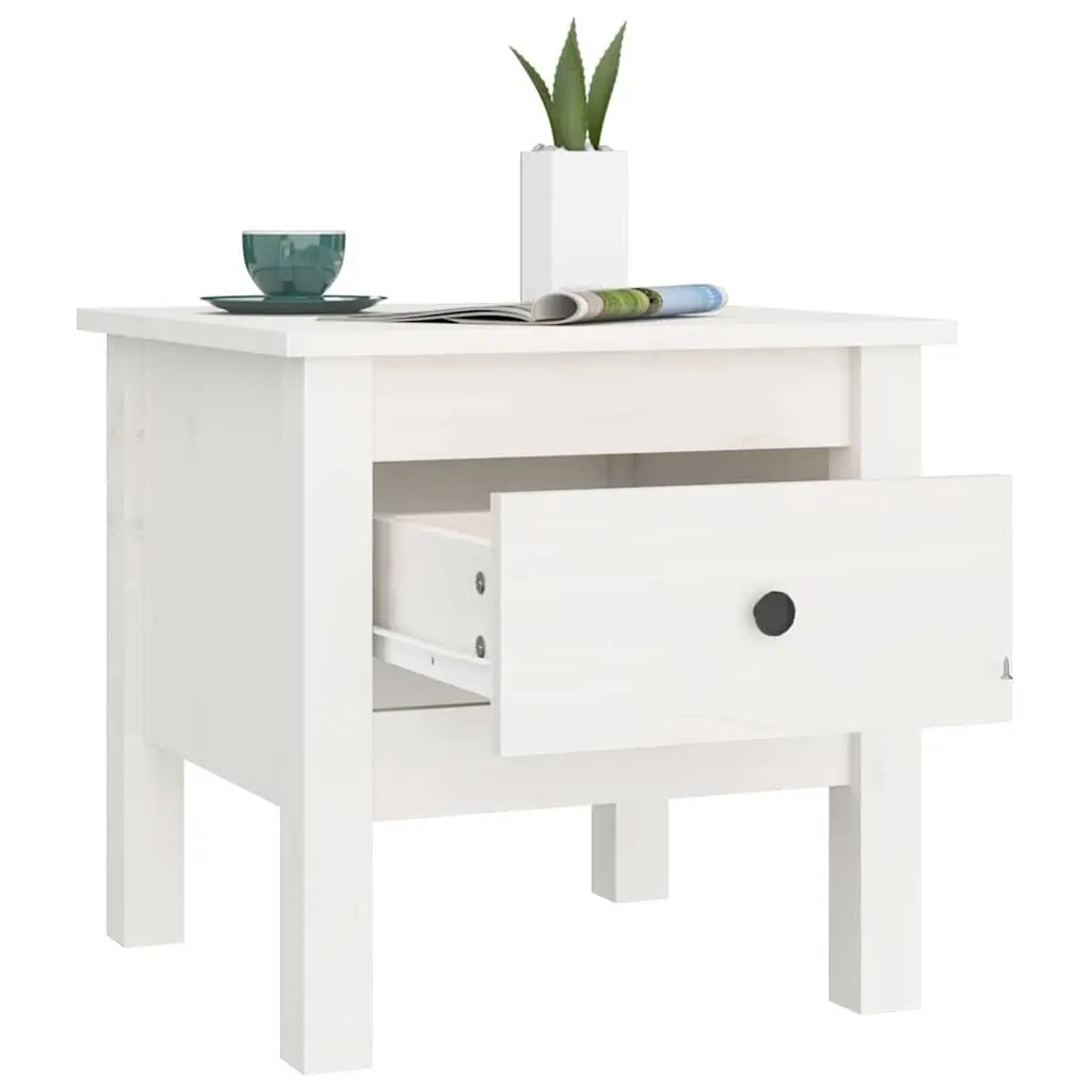 Side Tables 2 pcs White 40x40x39 cm Solid Wood Pine End Table Living Room