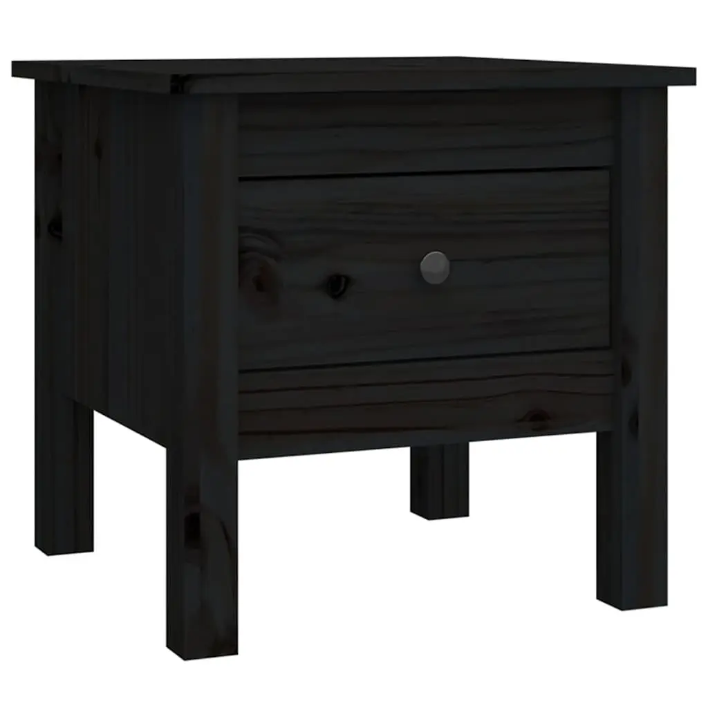Black Solid Wood Side Tables with Storage