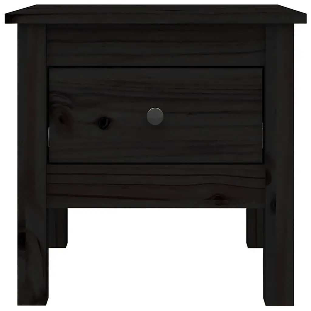 Black Solid Wood Side Tables with Storage