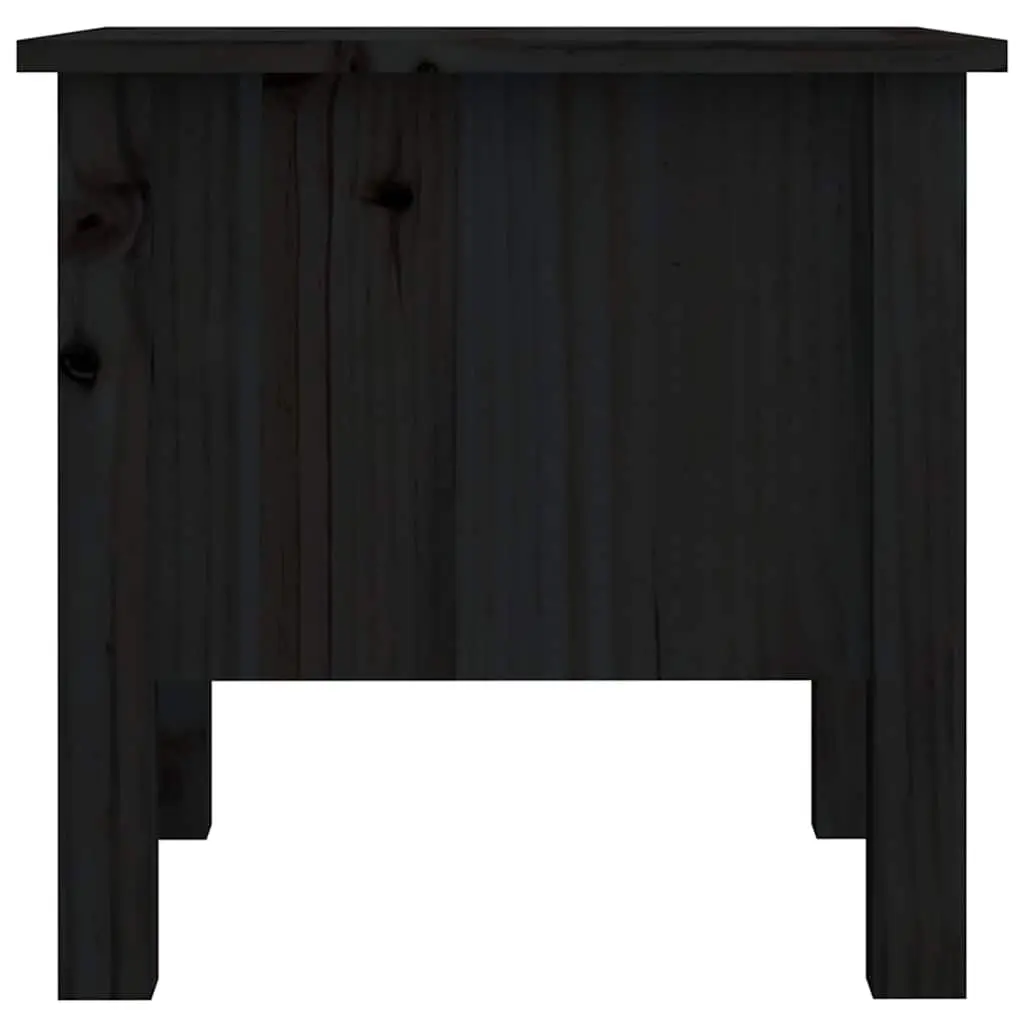 Black Solid Wood Side Tables with Storage