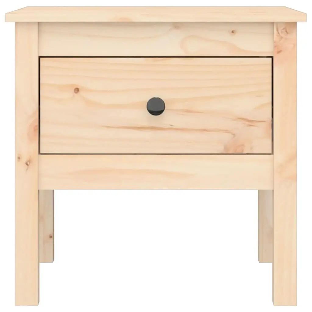 Solid Wood Pine Side Table with Drawer Storage Brown 50x50x49cm End Table