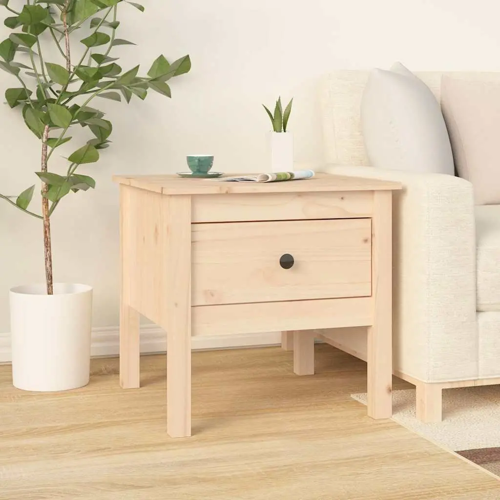 Solid Wood Side Tables Set of 2 End Table Drawer Storage Living Room Brown 50 x 50 x 49 cm