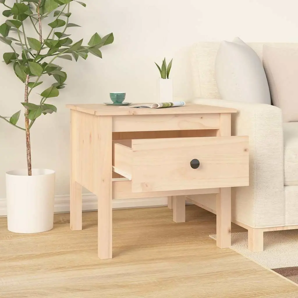 Solid Wood Side Tables Set of 2 End Table Drawer Storage Living Room Brown 50 x 50 x 49 cm
