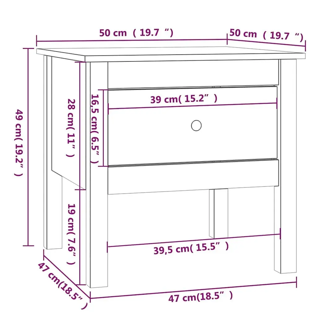 End Tables 2 pcs Solid Wood Pine Side Table Living Room Bedroom Nightstand