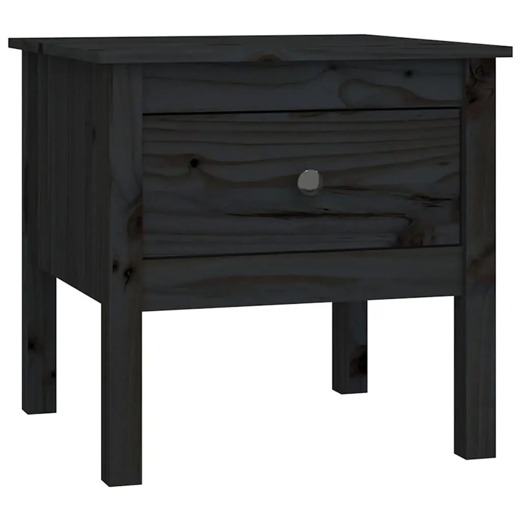 Black Solid Pine Side Tables Set of 2 50x50x49 cm