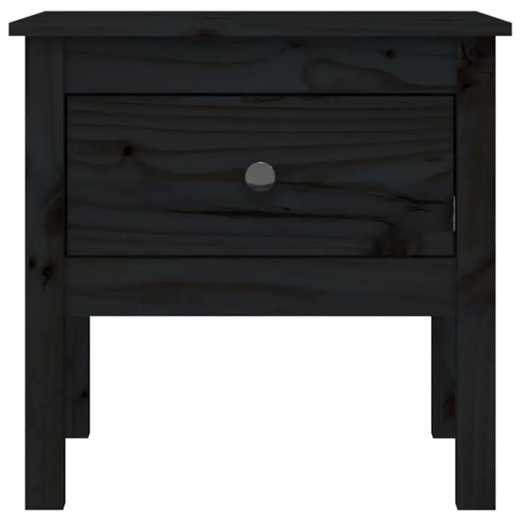 Black Solid Pine Side Tables Set of 2 50x50x49 cm