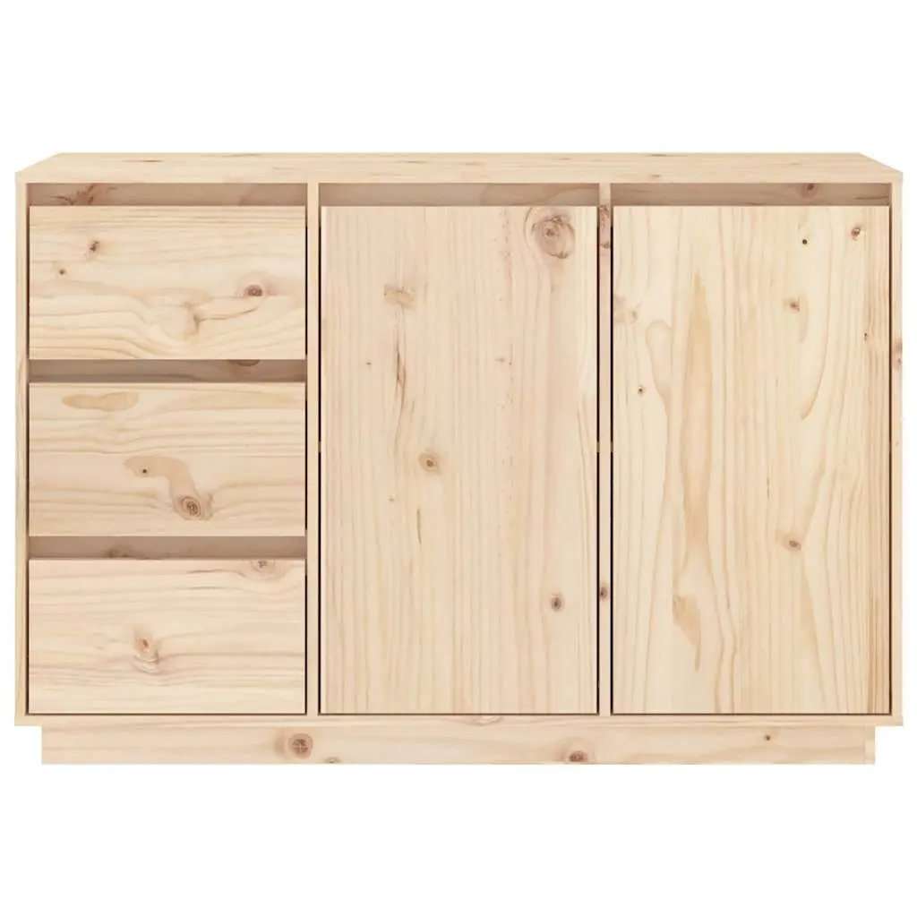 Solid Wood Pine Sideboard Storage Cabinet 2 Doors 3 Drawers Brown 111 x 34 x 75 cm