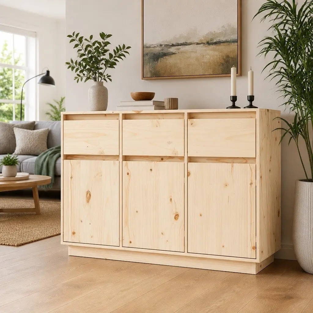Sideboard Storage Cabinet Solid Pine Wood 111x36x75 cm Brown