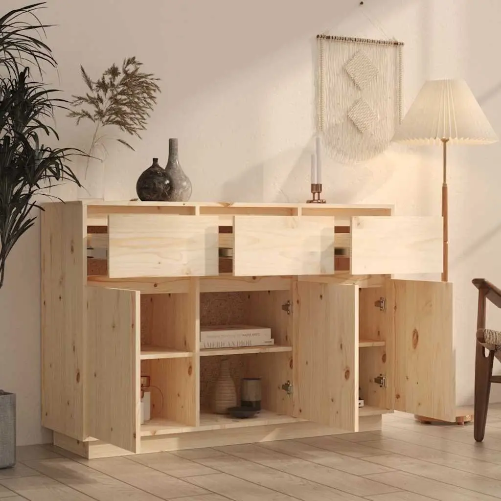 Sideboard Storage Cabinet Solid Pine Wood 111x36x75 cm Brown