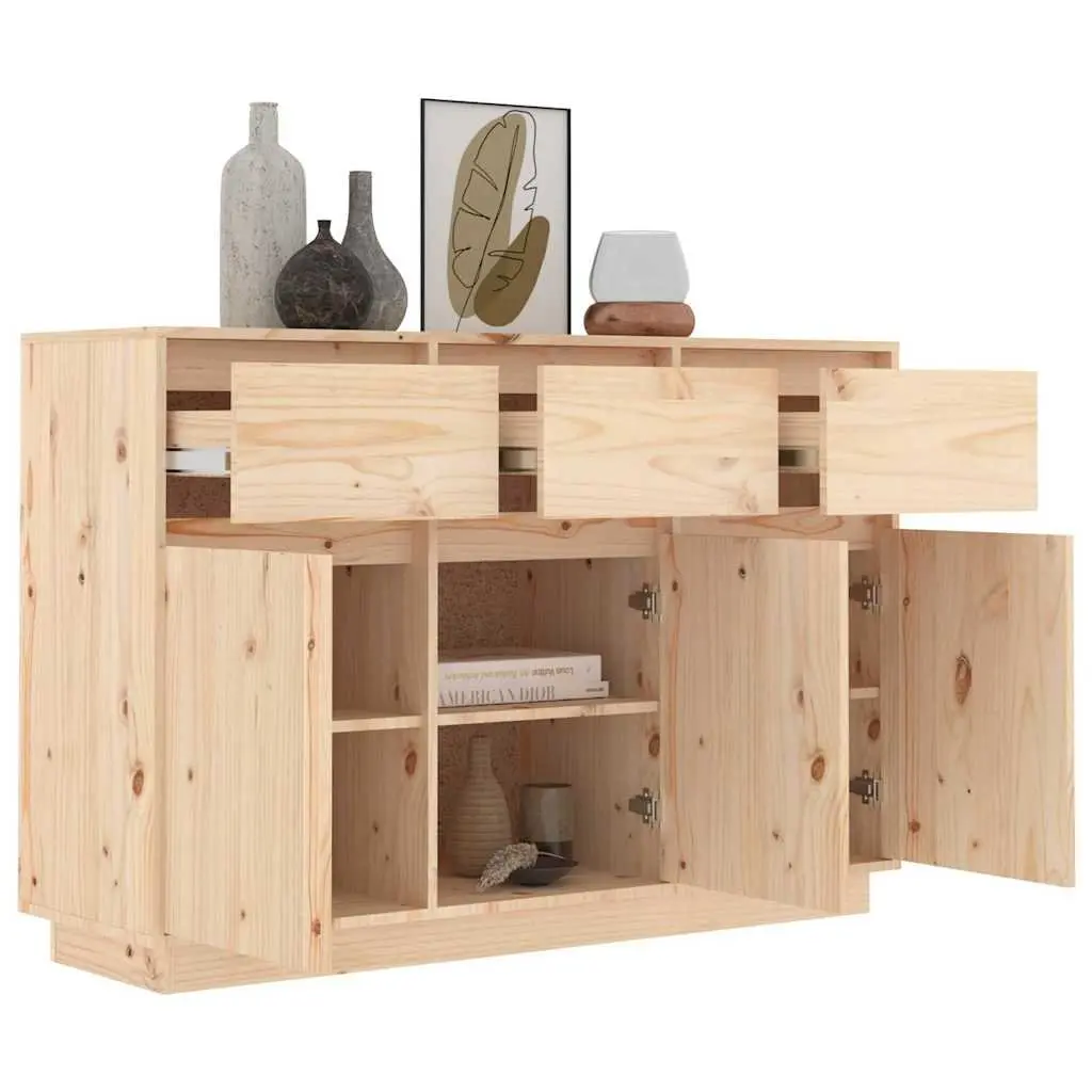 Sideboard Storage Cabinet Solid Pine Wood 111x36x75 cm Brown