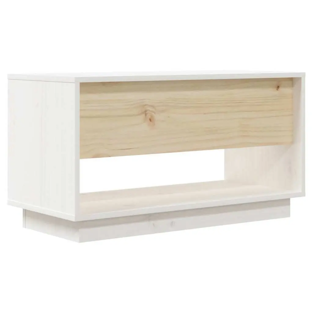 TV Cabinet White Solid Wood Pine 74x34x40 cm Wooden Storage Unit with Drawers