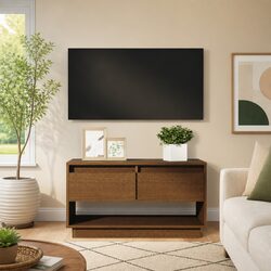 Reliable Solid Pine TV Cabinet in Honey Brown for Your Home
